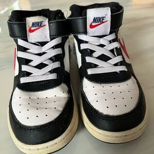 Nike Kids Black, White, and Red Sneakers